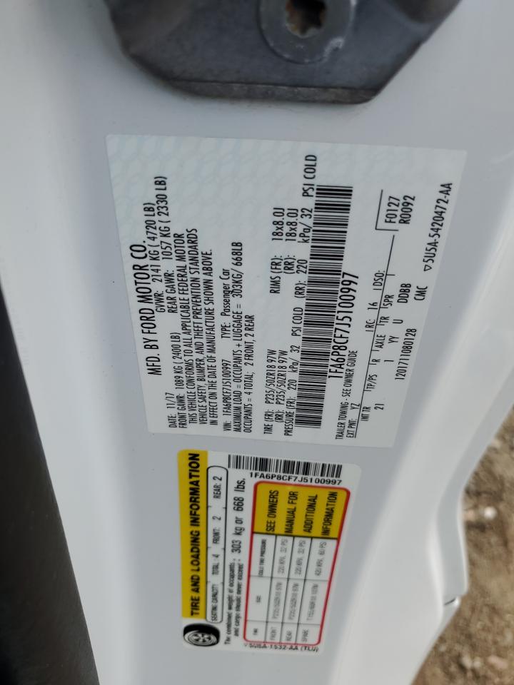 2018 Ford Mustang Gt VIN: 1FA6P8CF7J5100997 Lot: 56398094