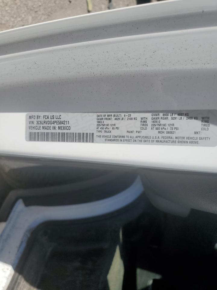 2023 Ram Promaster 2500 2500 High VIN: 3C6LRVDG4PE584211 Lot: 78214204