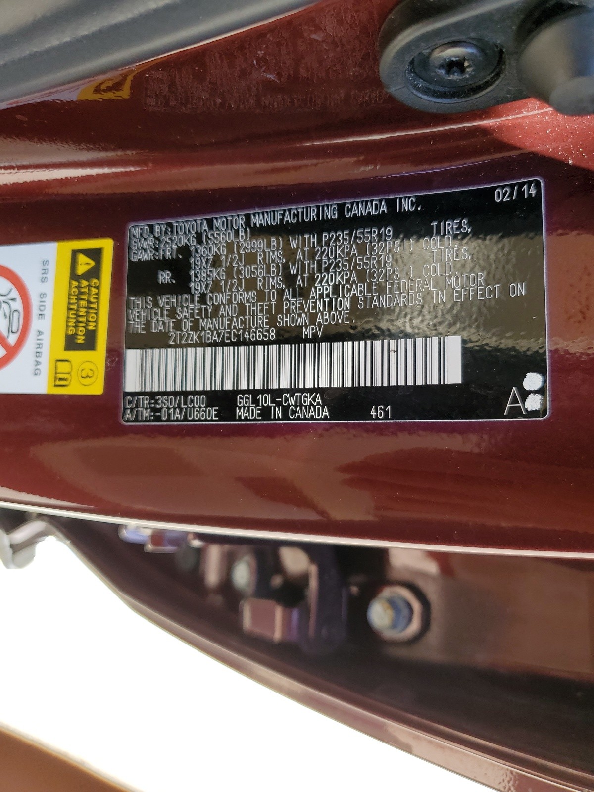 2T2ZK1BA7EC146658 2014 Lexus Rx 350