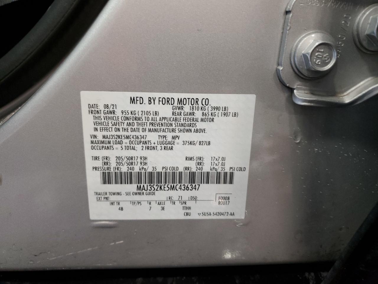 MAJ3S2KE5MC436347 2021 Ford Ecosport Titanium