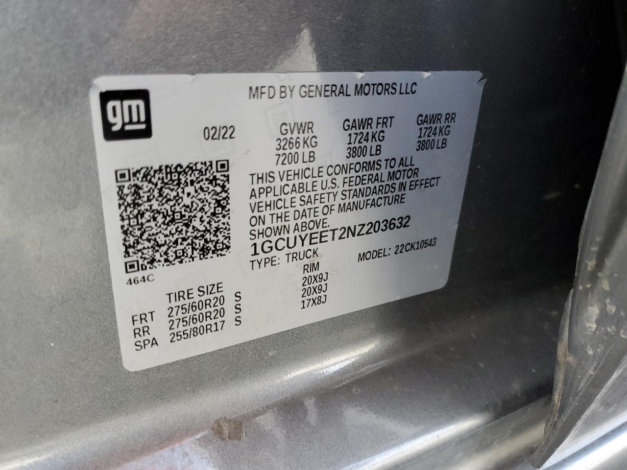 2022 Chevrolet Silverado Ltd K1500 Rst VIN: 1GCUYEET2NZ203632 Lot: 53738034