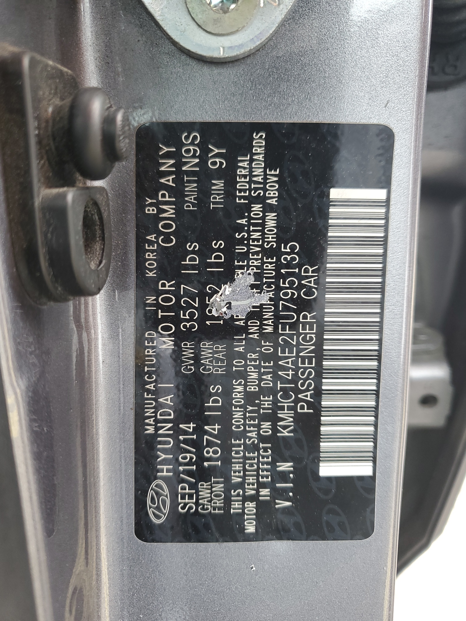 KMHCT4AE2FU795135 2015 Hyundai Accent Gls