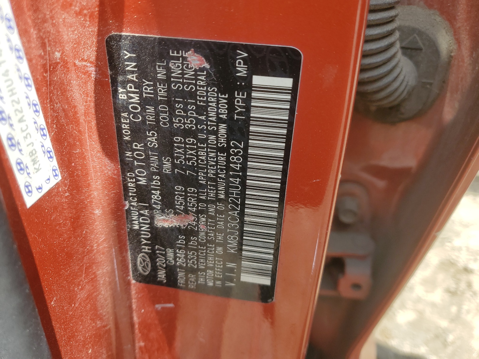 KM8J3CA22HU414832 2017 Hyundai Tucson Limited