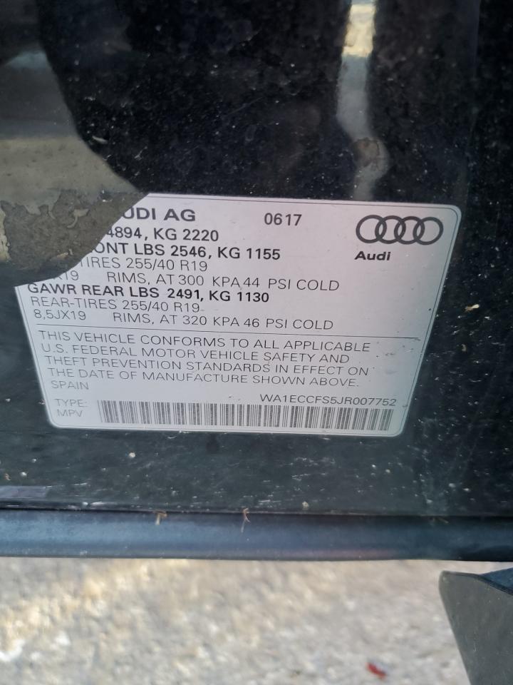 2018 Audi Q3 Premium VIN: WA1ECCFS5JR007752 Lot: 54158614