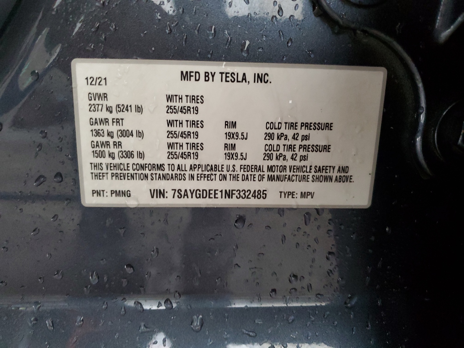 7SAYGDEE1NF332485 2022 Tesla Model Y