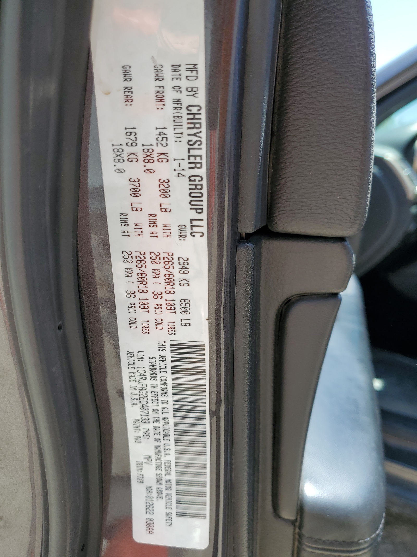 1C4RJFAG2EC407133 2014 Jeep Grand Cherokee Laredo