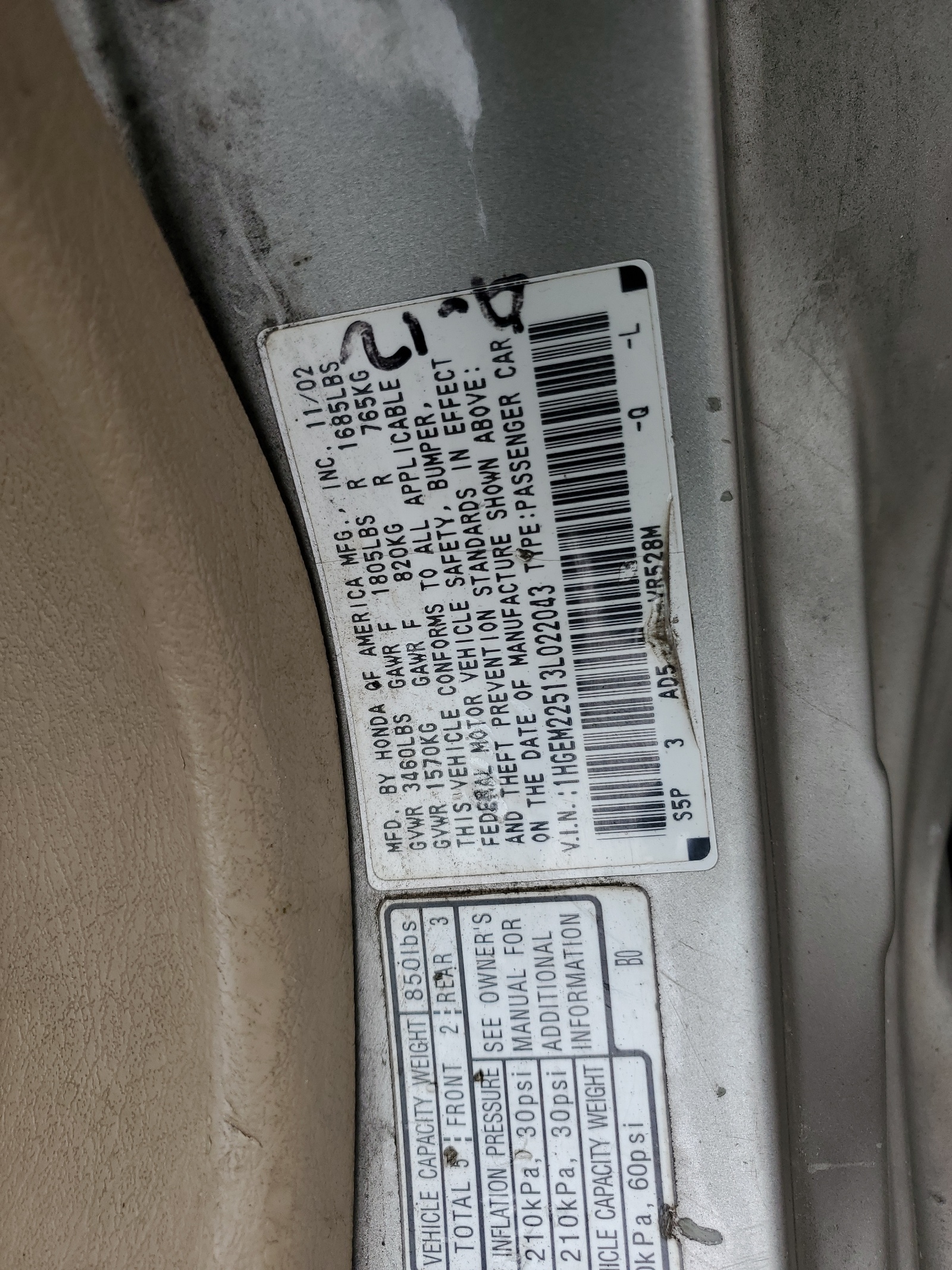 1HGEM22513L022043 2003 Honda Civic Lx