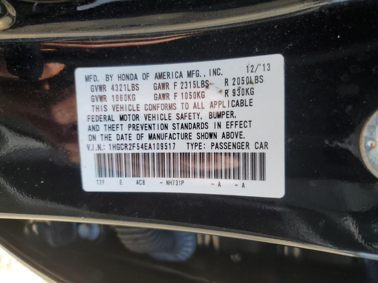 1HGCR2F54EA109517 2014 Honda Accord Sport