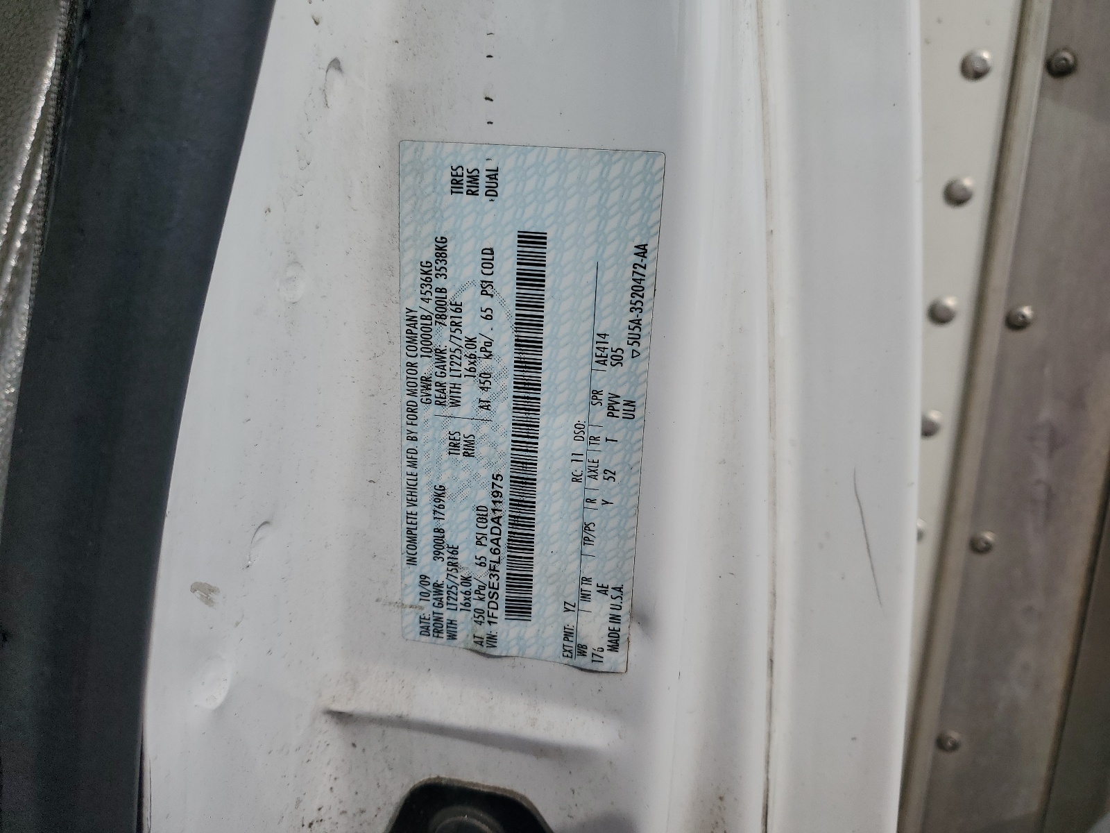 1FDSE3FL6ADA11975 2010 Ford Econoline E350 Super Duty Cutaway Van