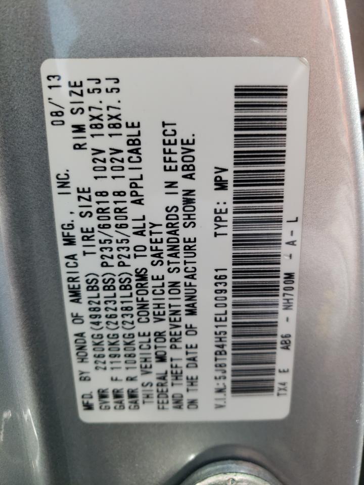 5J8TB4H51EL009361 2014 Acura Rdx Technology