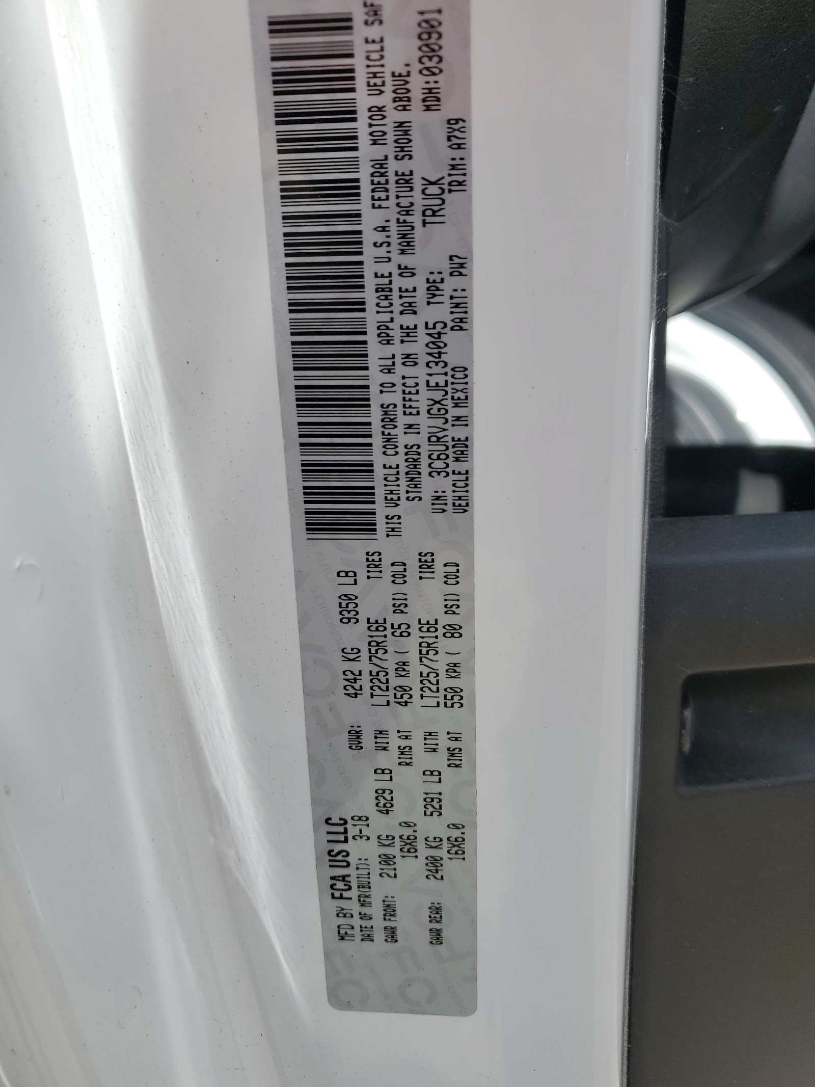 3C6URVJGXJE134045 2018 Ram Promaster 3500 3500 High