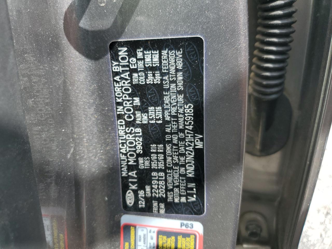 2017 Kia Soul VIN: KNDJN2A21H7459185 Lot: 54395904