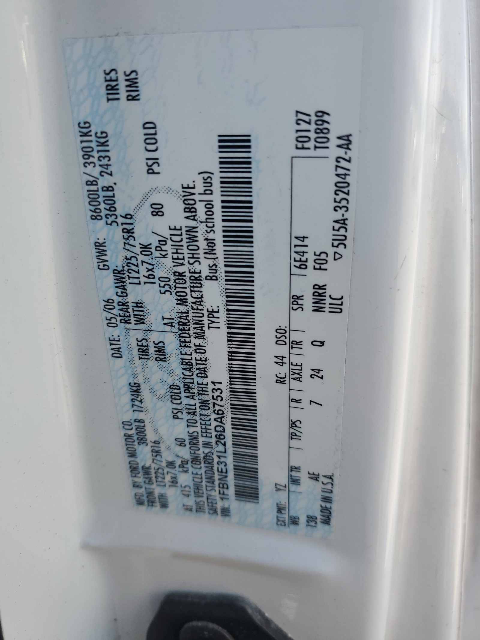 1FBNE31L26DA67531 2006 Ford Econoline E350 Super Duty Wagon