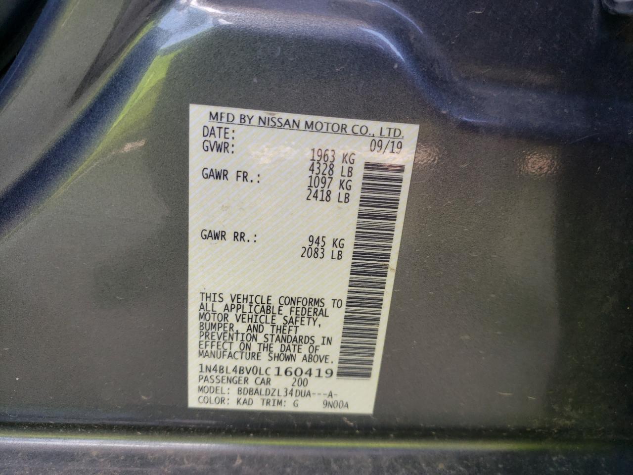 2020 Nissan Altima S VIN: 1N4BL4BV0LC160419 Lot: 53574114