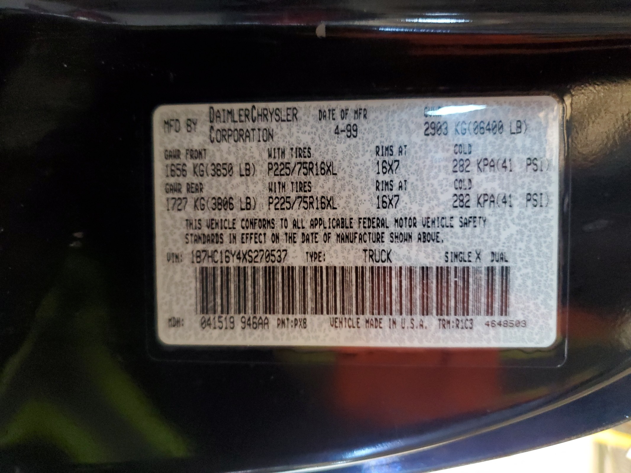 1B7HC16Y4XS270537 1999 Dodge Ram 1500