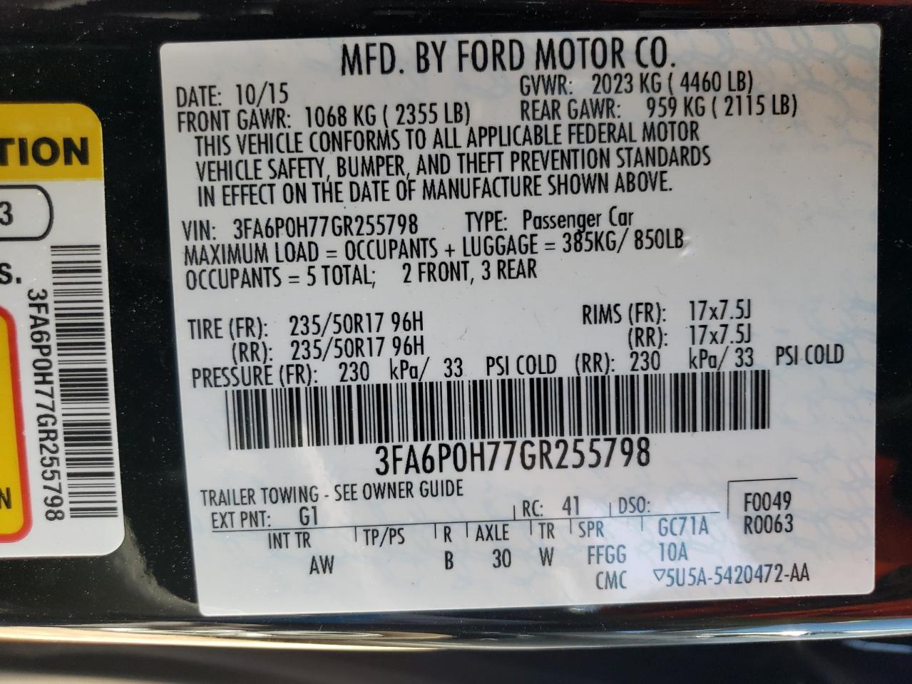 2016 Ford Fusion Se VIN: 3FA6P0H77GR255798 Lot: 53246424