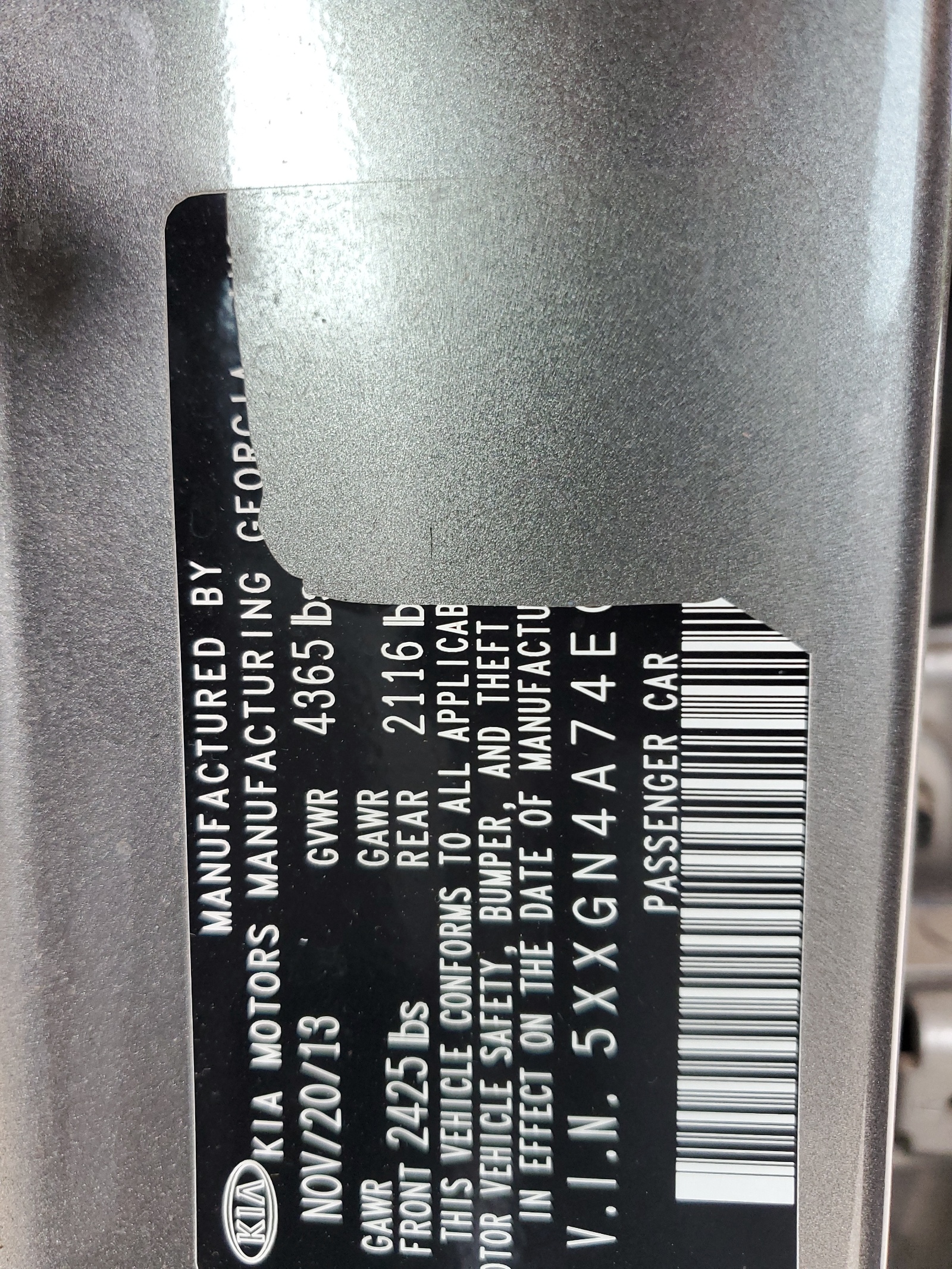 5XXGN4A74EG289652 2014 Kia Optima Ex