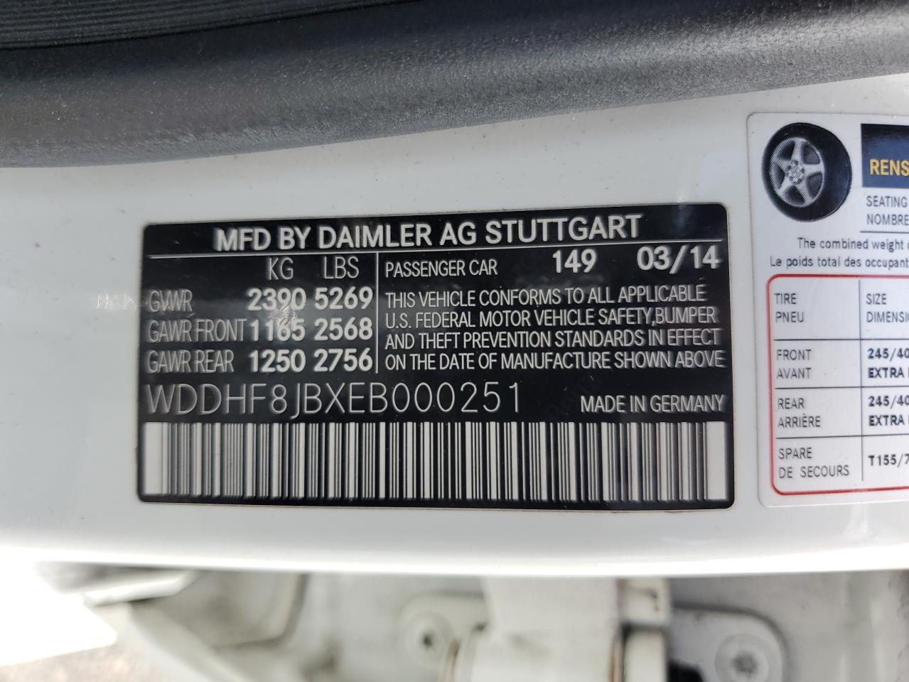 WDDHF8JBXEB000251 2014 Mercedes-Benz E 350 4Matic