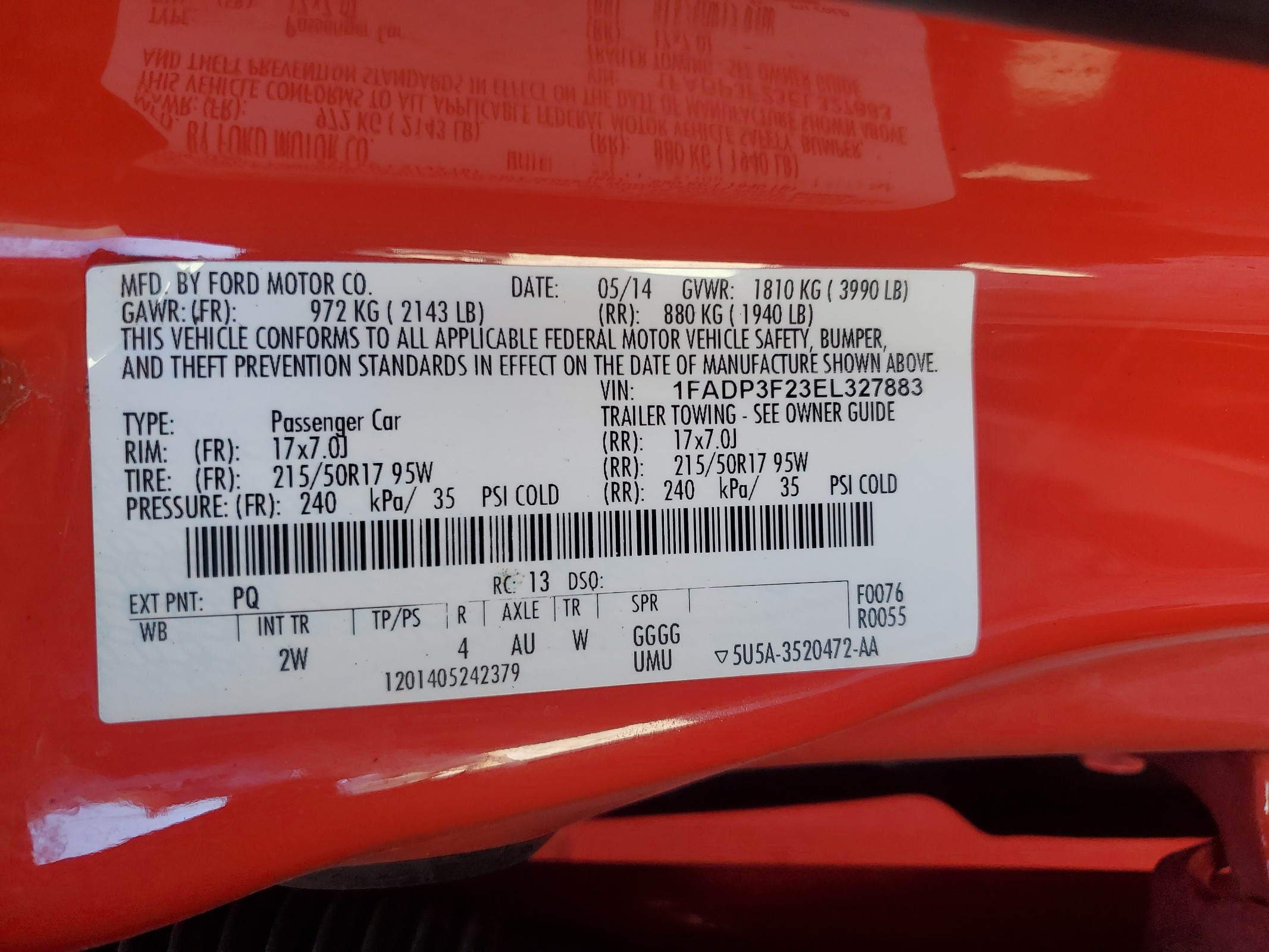 1FADP3F23EL327883 2014 Ford Focus Se