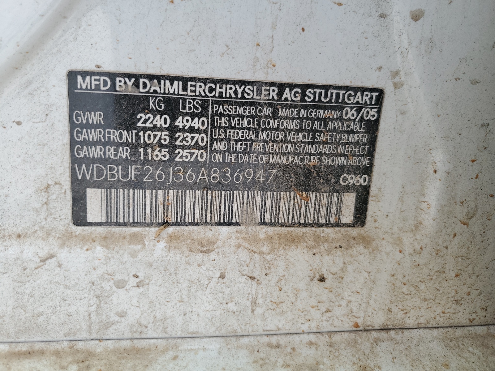 WDBUF26J36A836947 2006 Mercedes-Benz E 320 Cdi