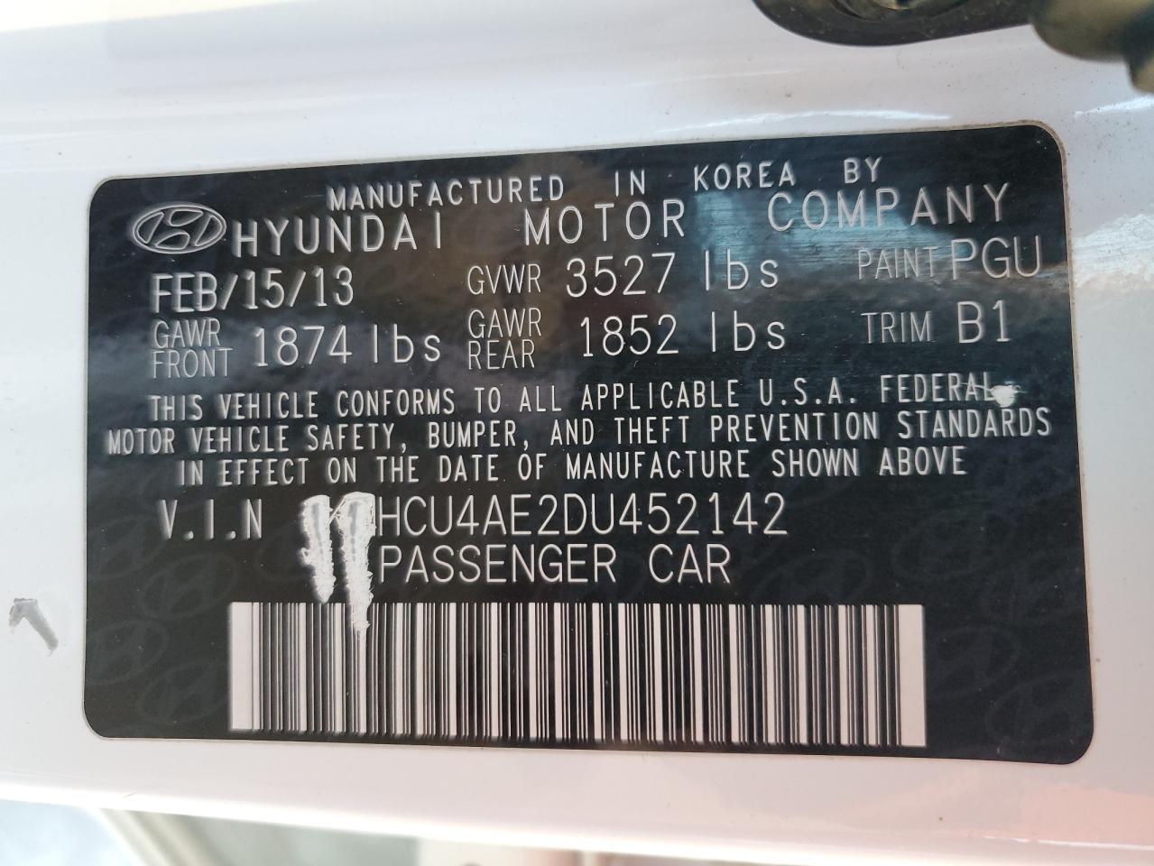 KMHCU4AE2DU452142 2013 Hyundai Accent Gls