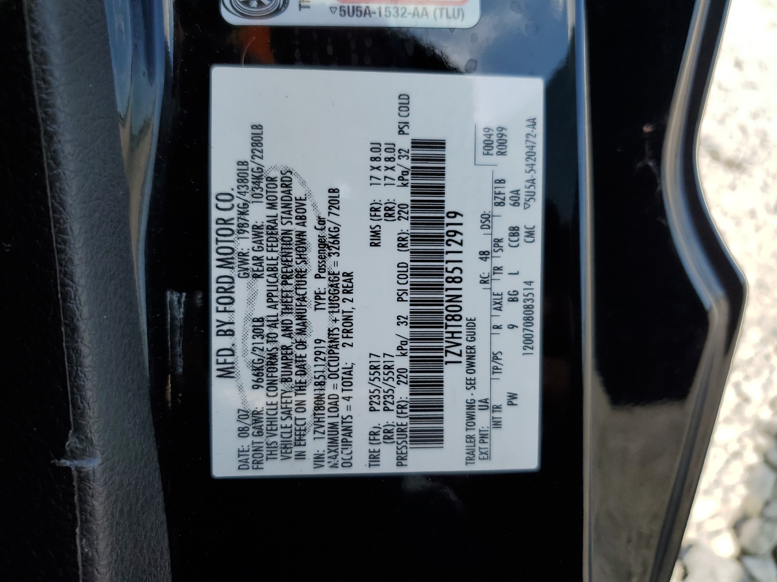 1ZVHT80N185112919 2008 Ford Mustang