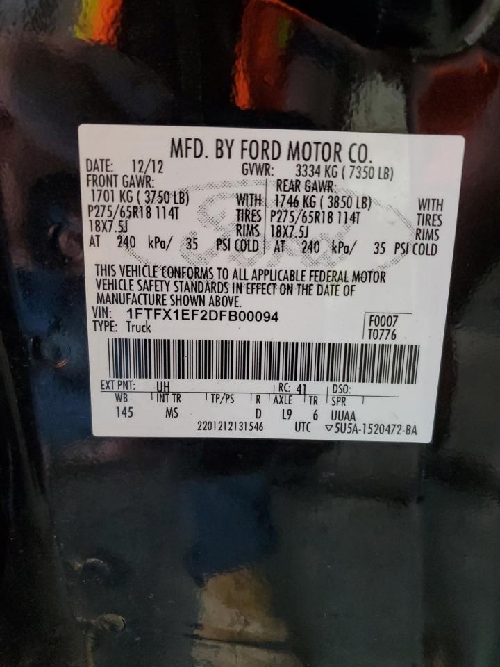 2013 Ford F150 Super Cab VIN: 1FTFX1EF2DFB00094 Lot: 54128924