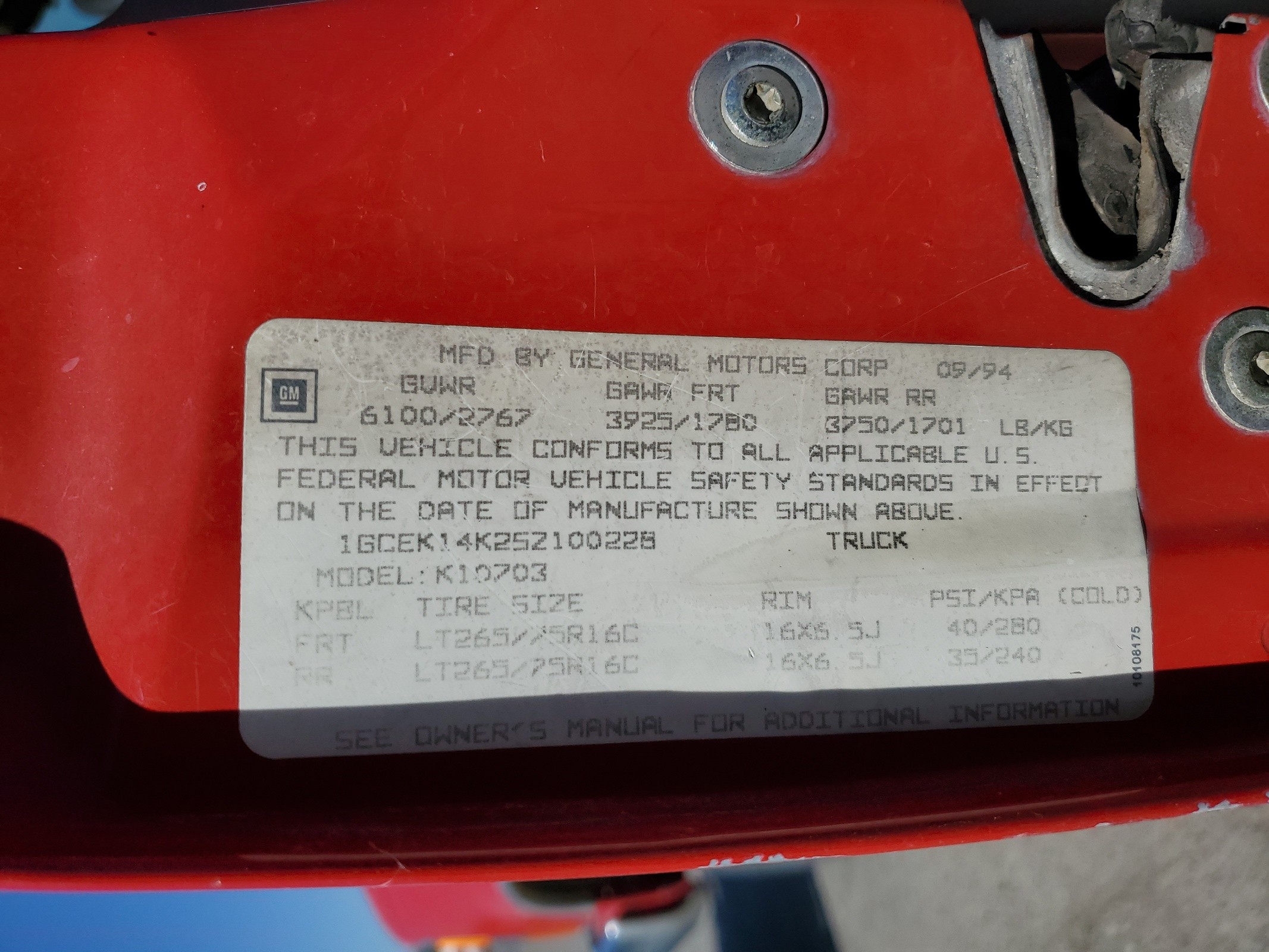 1GCEK14K2SZ100228 1995 Chevrolet Gmt-400 K1500