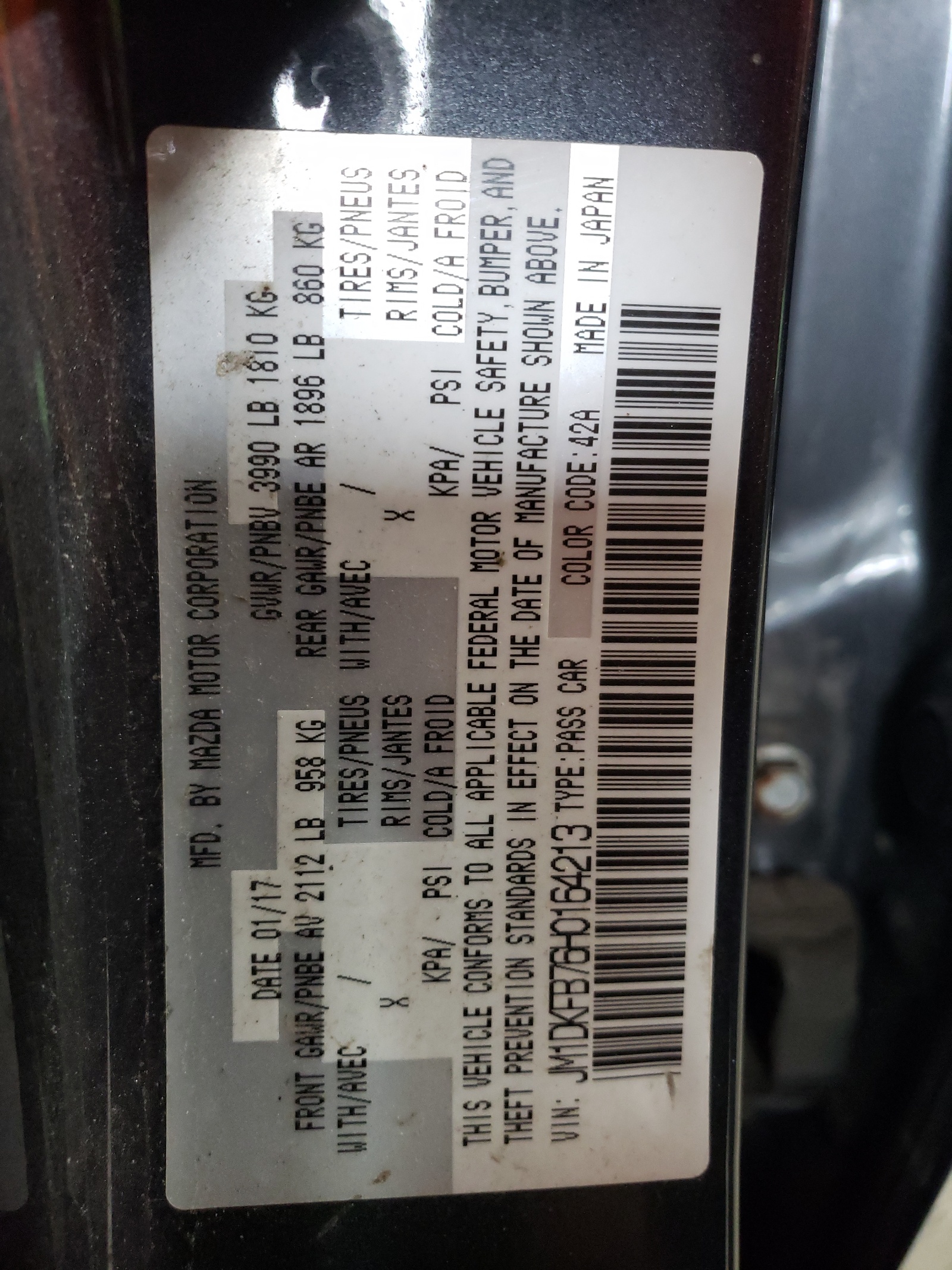 JM1DKFB76H0164213 2017 Mazda Cx-3 Sport