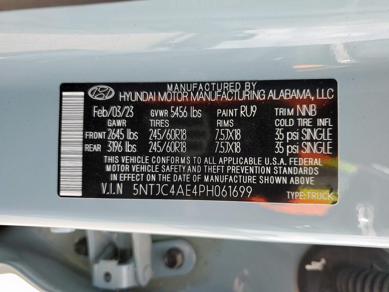 5NTJC4AE4PH061699 HYUNDAI SANTA CRUZ 2023