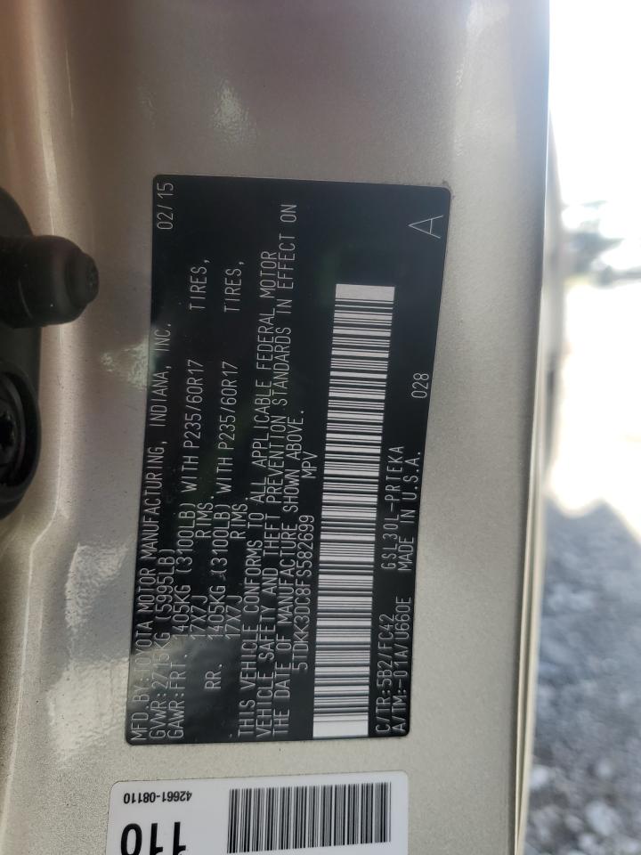 2015 Toyota Sienna Le VIN: 5TDKK3DC8FS582699 Lot: 56682415