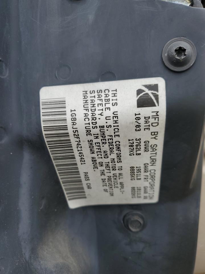 2004 Saturn Ion Level 2 VIN: 1G8AJ52F74Z145421 Lot: 56174695