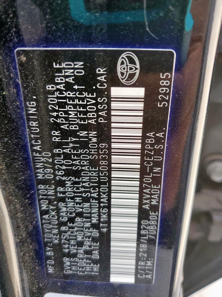 2020 Toyota Camry Xse VIN: 4T1K61AK0LU508359 Lot: 58395925