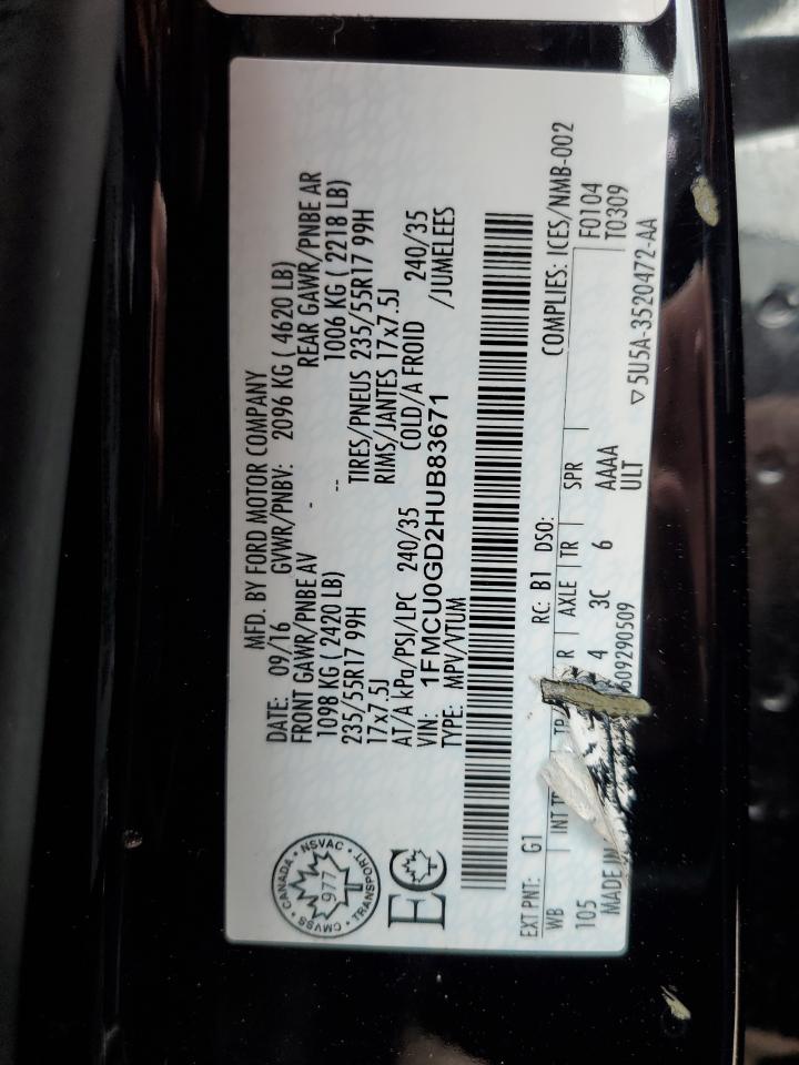 1FMCU0GD2HUB83671 FORD ESCAPE 2017