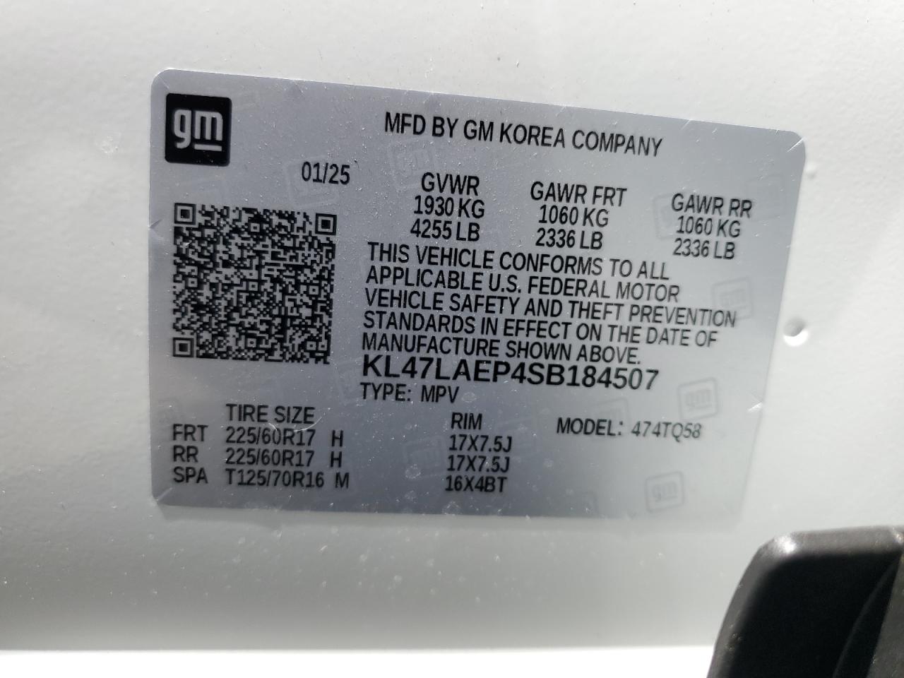2025 Buick Envista Preferred VIN: KL47LAEP4SB184507 Lot: 56050815