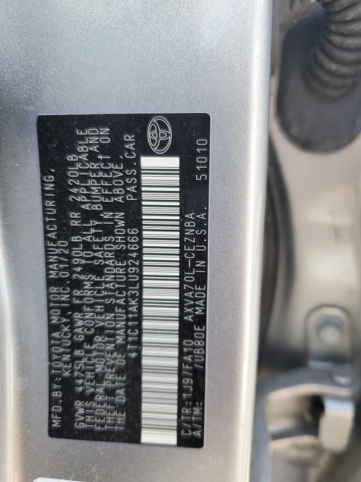 2020 Toyota Camry Le VIN: 4T1C11AK3LU924666 Lot: 57117785