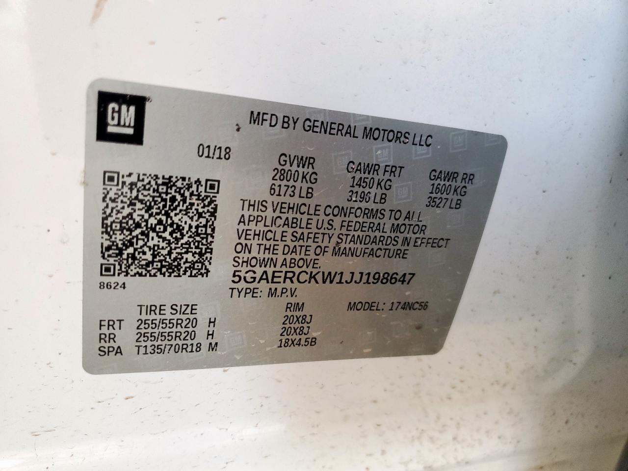 2018 Buick Enclave Premium VIN: 5GAERCKW1JJ198647 Lot: 58604345