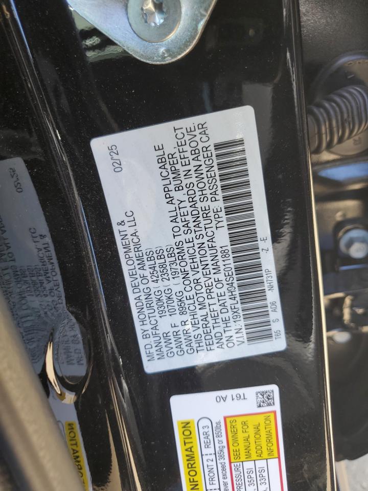 19XFL4H94SE011881 HONDA CIVIC 2025