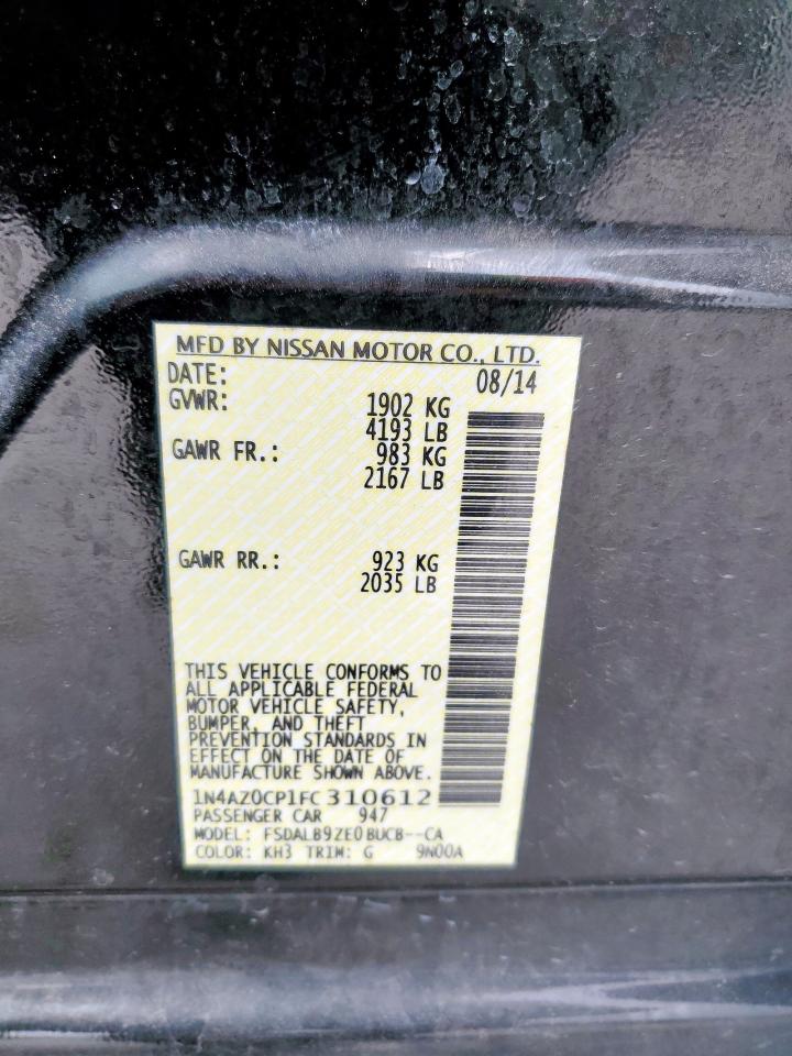2015 Nissan Leaf S VIN: 1N4AZ0CP1FC310612 Lot: 57855325