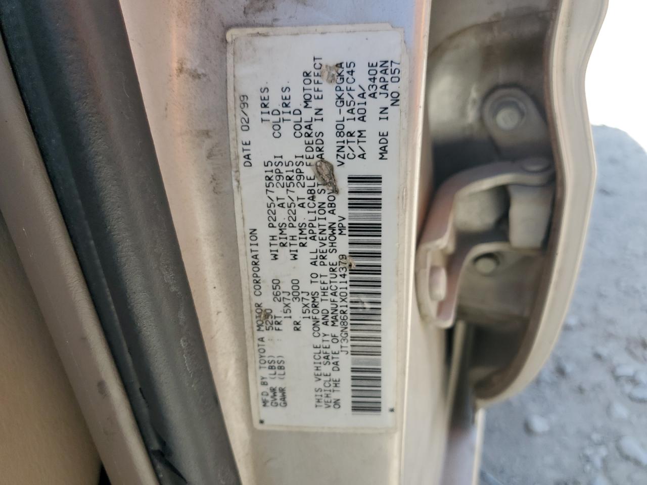 1999 Toyota 4Runner Sr5 VIN: JT3GN86R1X0114379 Lot: 56563555
