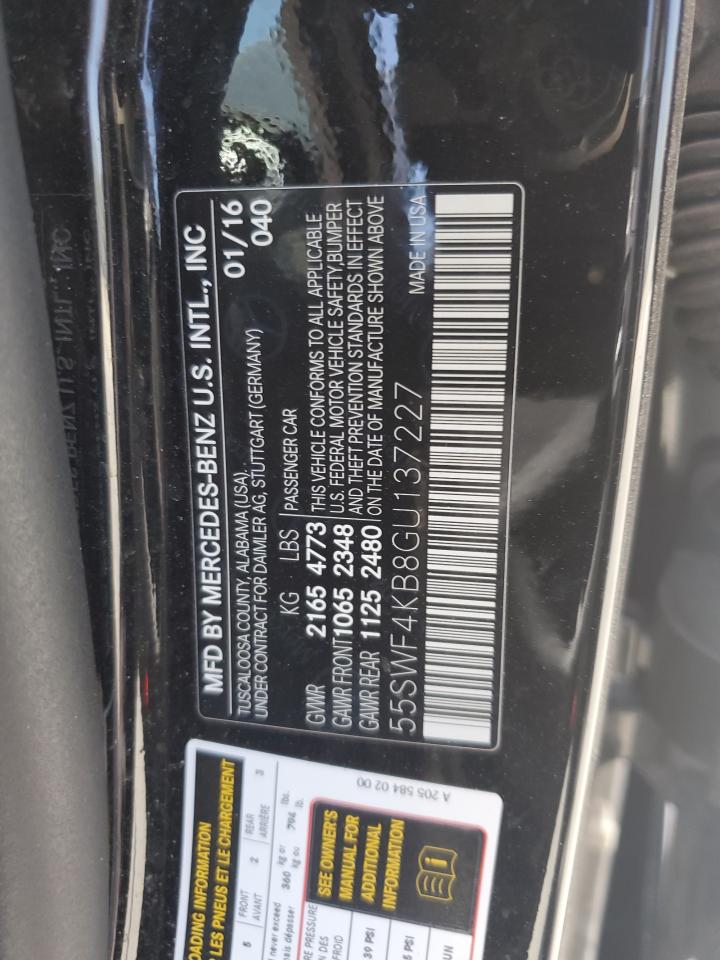 2016 Mercedes-Benz C 300 4Matic VIN: 55SWF4KB8GU137227 Lot: 57809045