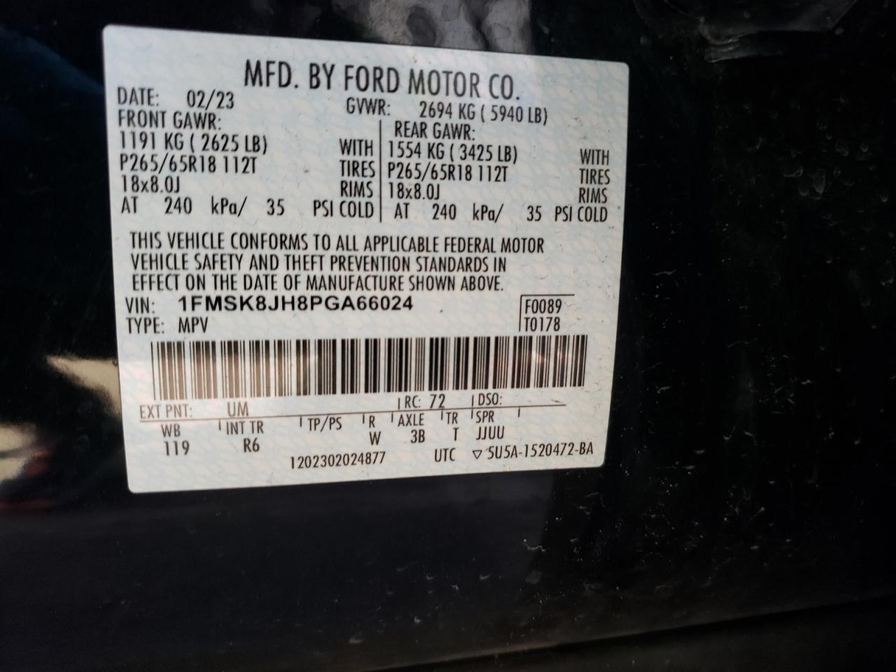 1FMSK8JH8PGA66024 FORD EXPLORER 2023