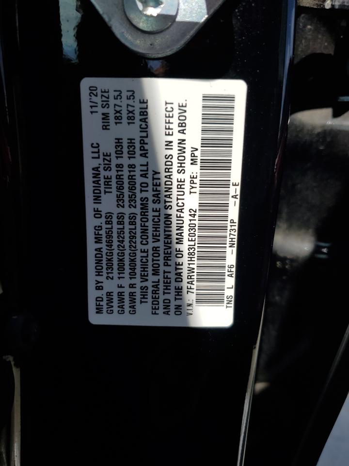 2020 Honda Cr-V Exl VIN: 7FARW1H83LE030142 Lot: 58620685