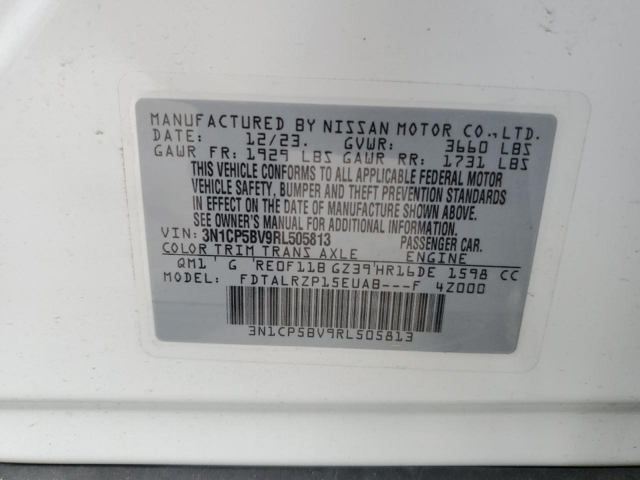 3N1CP5BV9RL505813 NISSAN KICKS 2024