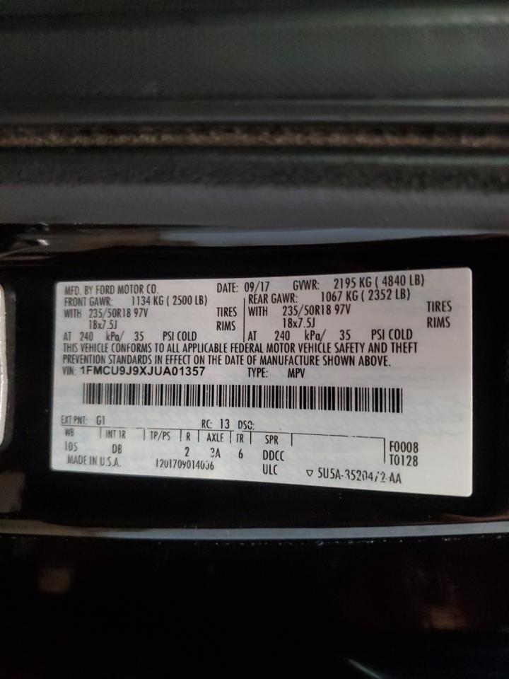 1FMCU9J9XJUA01357 FORD ESCAPE 2018