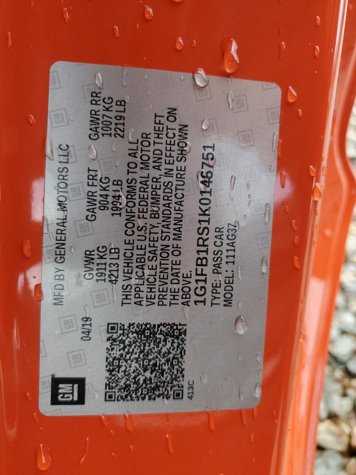 1G1FB1RS1K0148751 CHEVROLET CAMARO 2019