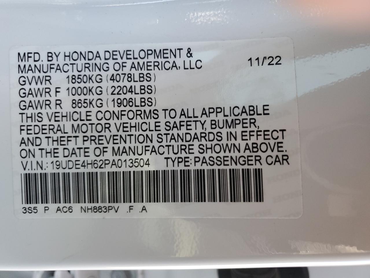 2023 Acura Integra A-Spec Tech VIN: 19UDE4H62PA013504 Lot: 57128995