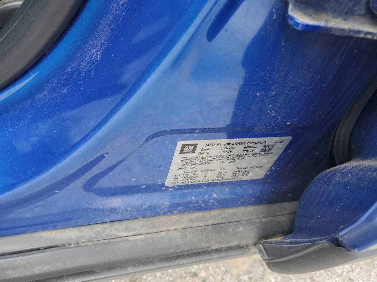 KL7CJKSB3GB609017 CHEVROLET TRAX 2016