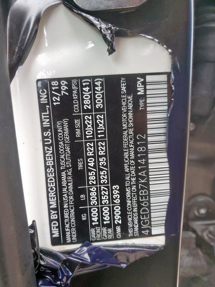 4JGED6EB7KA141812 2019 Mercedes-Benz Gle Coupe 43 Amg