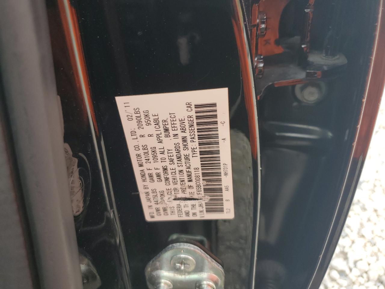 2011 Acura Tsx VIN: JH4CU2F65BC008118 Lot: 56641295
